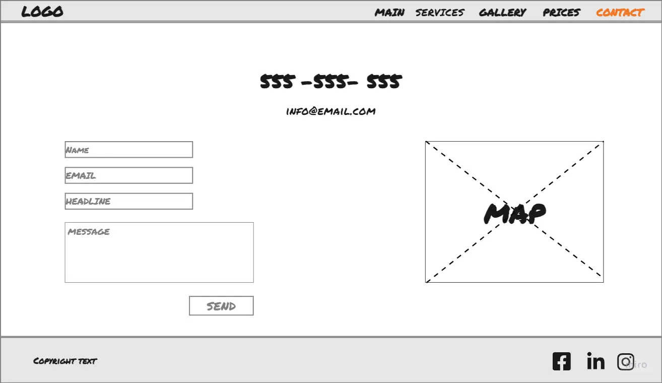 Early waste disposal website contact page sketch