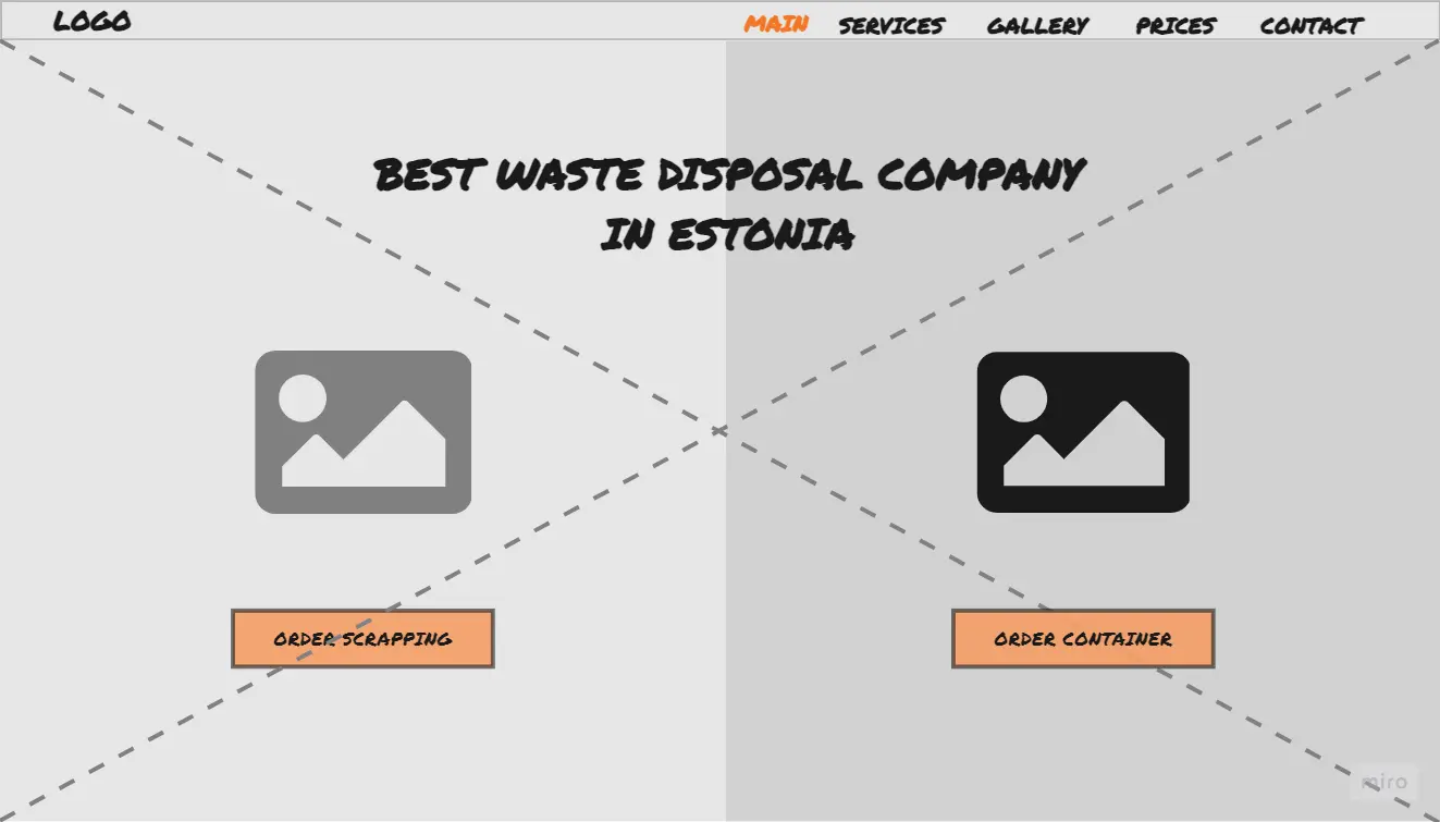 Early waste disposal website homepage sketch